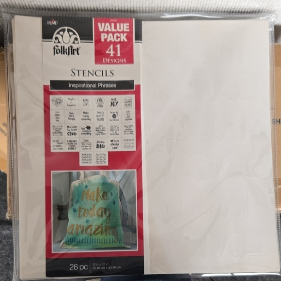 Other - FolkArt Inspirational Phrases Stencil Pack